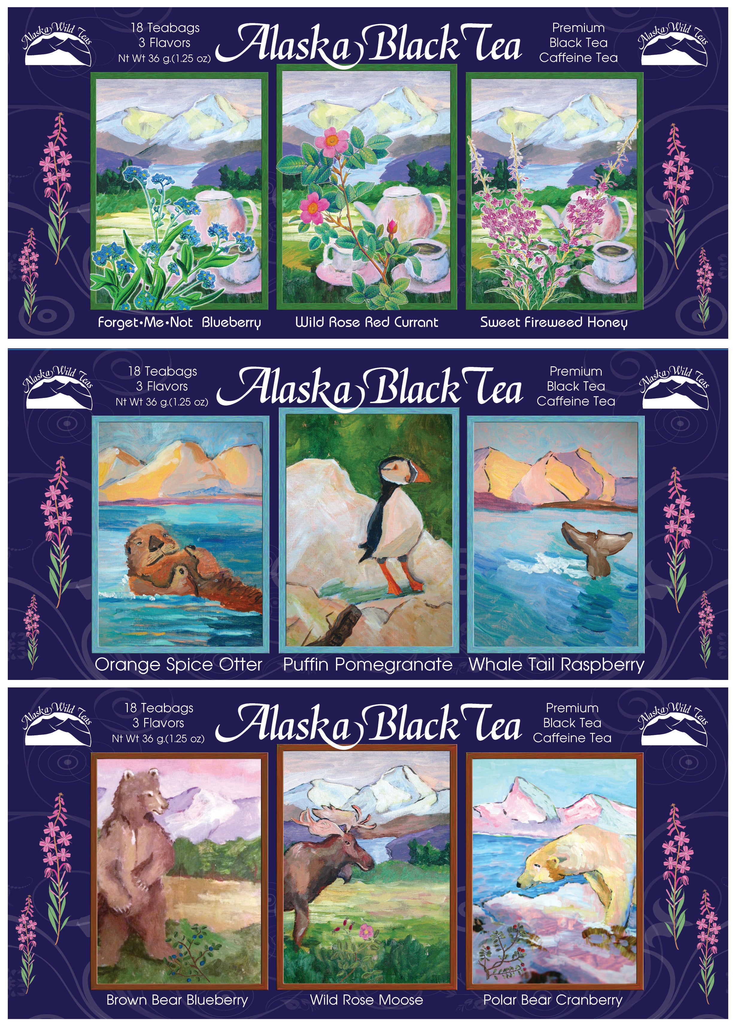 3 boxes Alaska Sampler Black Tea, Special Price
