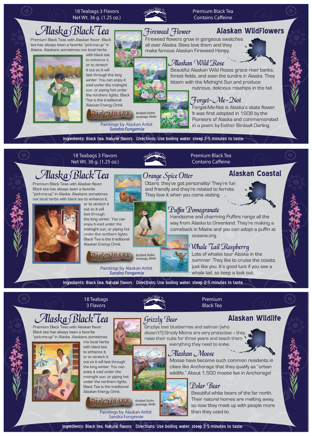 3 boxes Alaska Sampler Black Tea, Special Price