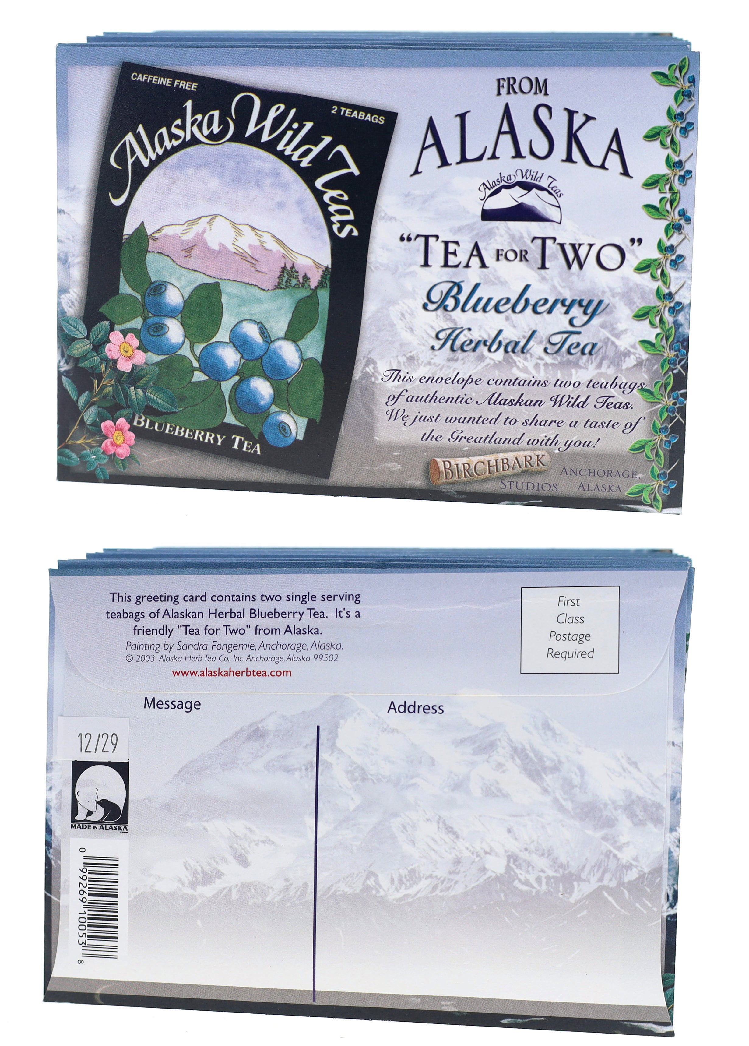 "Tea For Two" blueberry tea greeting envelope