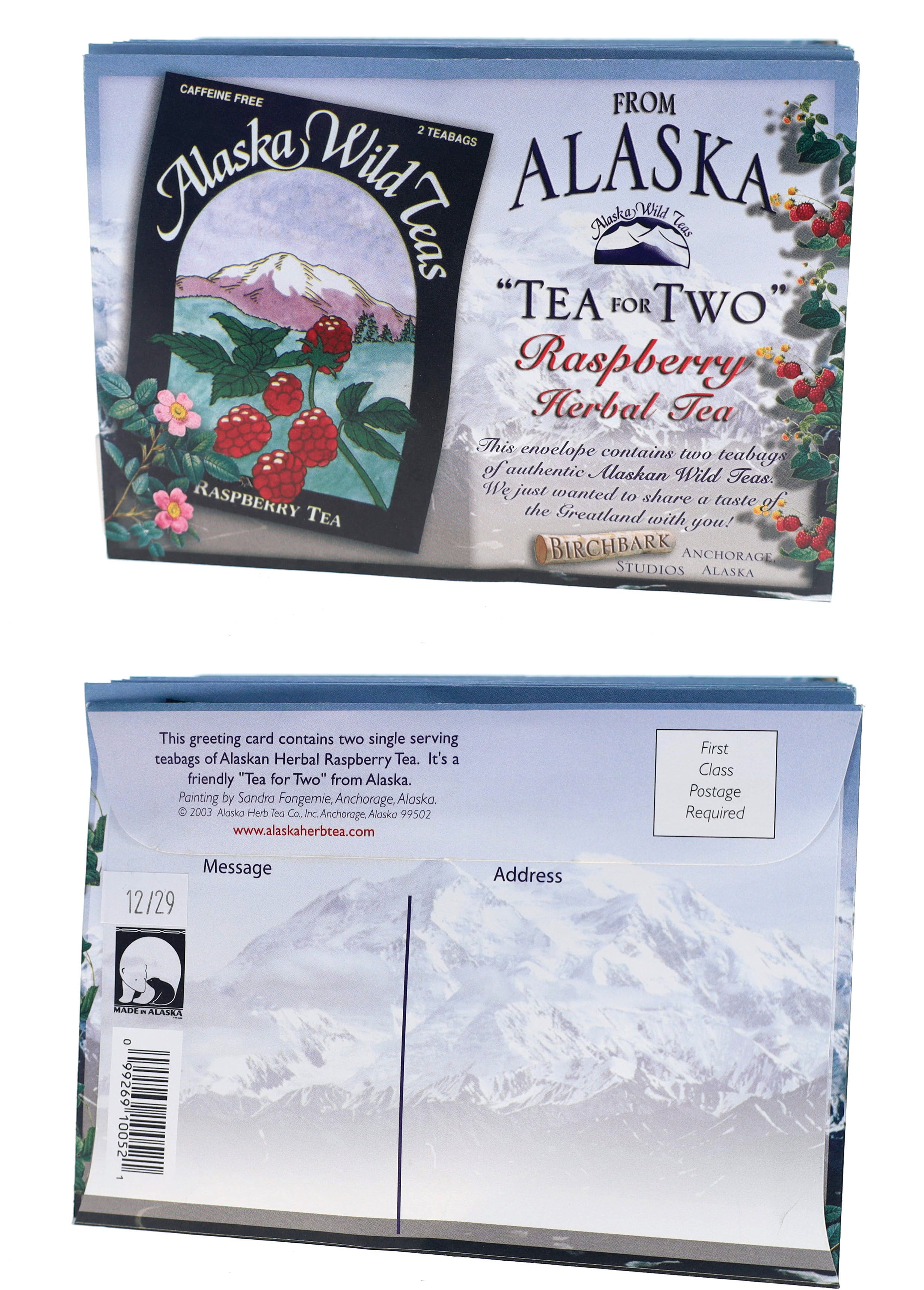 "Tea For Two" Raspberry tea greeting envelope